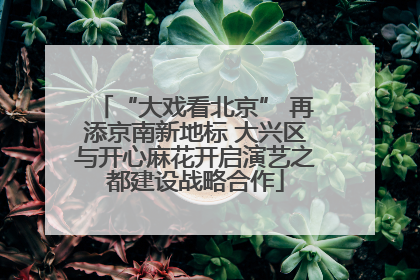 “大戏看北京” 再添京南新地标 大兴区与开心麻花开启演艺之都建设战略合作